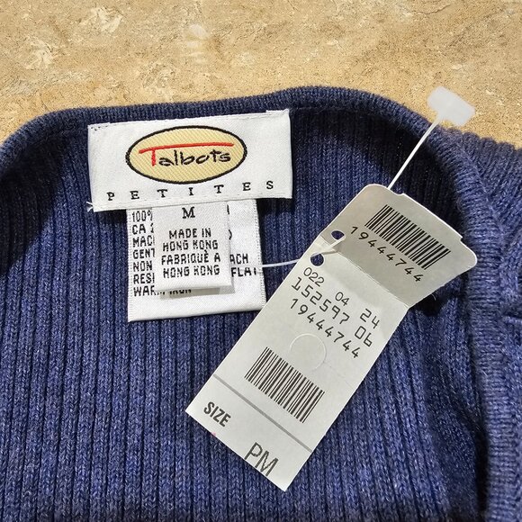 NWT‎ Women's Talbots Petites Ribbed Short Sleeve Sweater Blue Size M - Picture 5 of 6